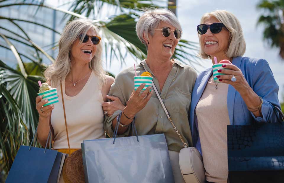 promo image for senior friends on holiday shopping spree